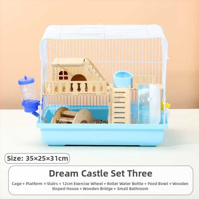 Klietka pre hamsterov – luxusný malý domček, plastová, bezpečná na hryzanie, základný set