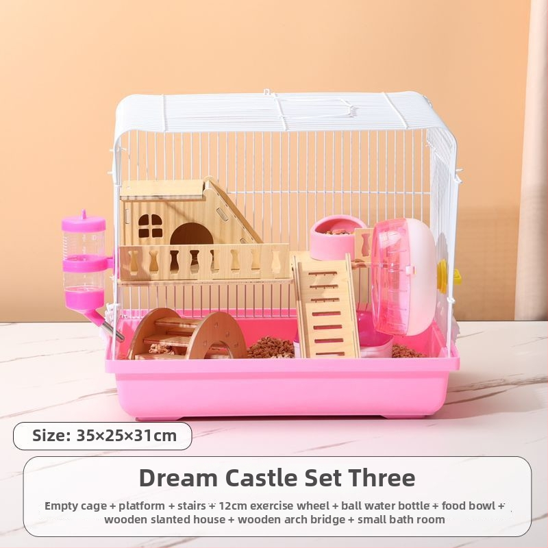 Klietka pre hamsterov – luxusný malý domček, plastová, bezpečná na hryzanie, základný set