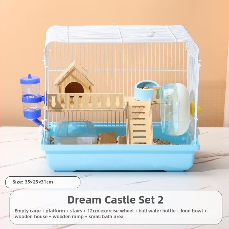 Klietka pre hamsterov – luxusný malý domček, plastová, bezpečná na hryzanie, základný set