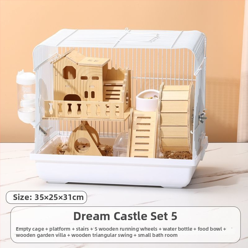 Klietka pre hamsterov – luxusný malý domček, plastová, bezpečná na hryzanie, základný set