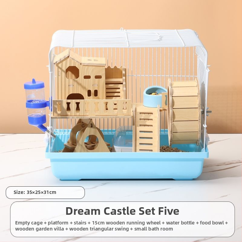 Klietka pre hamsterov – luxusný malý domček, plastová, bezpečná na hryzanie, základný set