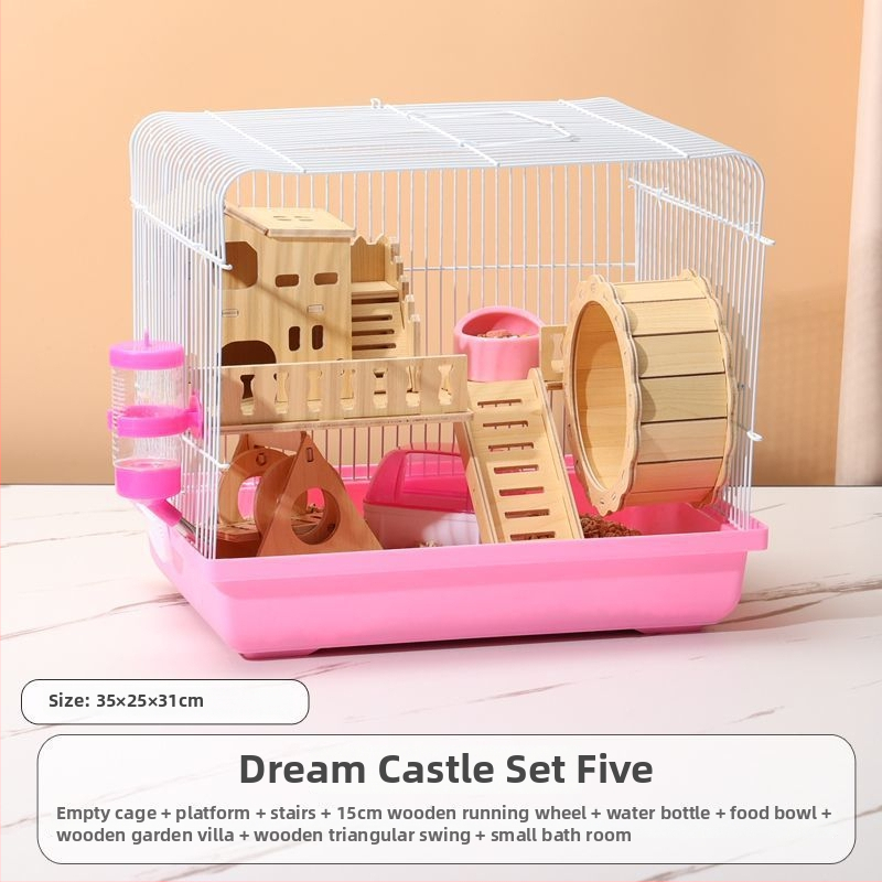 Klietka pre hamsterov – luxusný malý domček, plastová, bezpečná na hryzanie, základný set
