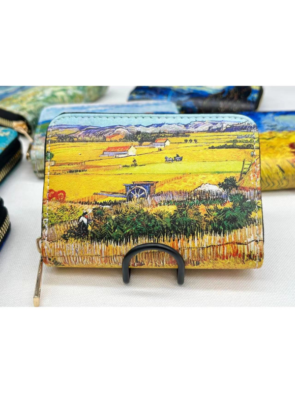 Držač kartica – Vintage Van Gogh serija s pejzažom, PU materijal, 11 džepova za kartice, podstava od poliestera
