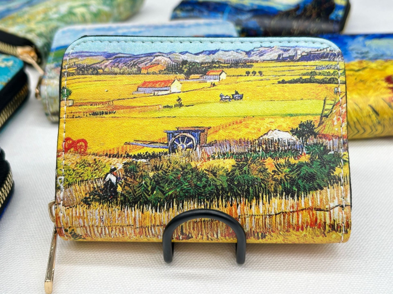 Držač kartica – Vintage Van Gogh serija s pejzažom, PU materijal, 11 džepova za kartice, podstava od poliestera