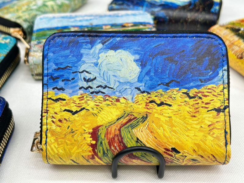 Držač kartica – Vintage Van Gogh serija s pejzažom, PU materijal, 11 džepova za kartice, podstava od poliestera