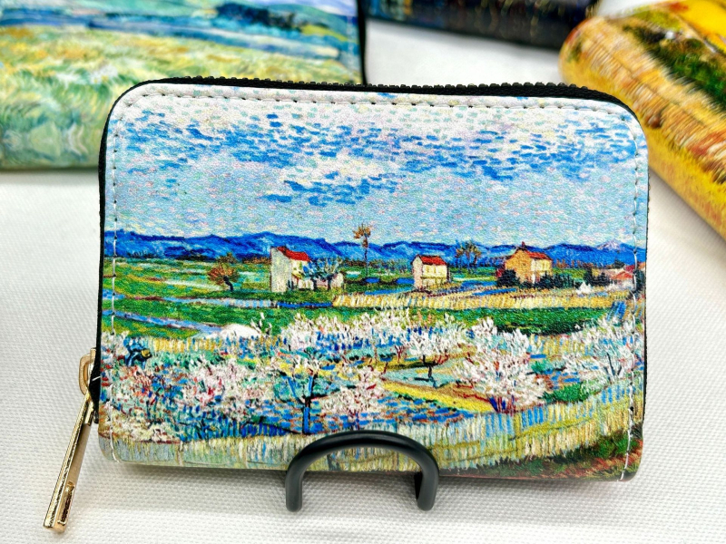 Držač kartica – Vintage Van Gogh serija s pejzažom, PU materijal, 11 džepova za kartice, podstava od poliestera