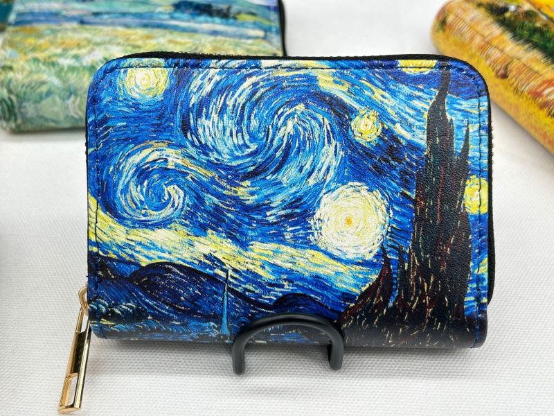 Držač kartica – Vintage Van Gogh serija s pejzažom, PU materijal, 11 džepova za kartice, podstava od poliestera