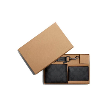 Σετ πορτοφόλι και αξεσουάρ από PVC με ανάγλυφη υφή δέρματος, 1‑πτυχή πορτοφόλι, αστικός μινιμαλιστικός στυλ, μοτίβο γραμμάτων, περιλαμβάνει θήκη καρτών και κρίκο κλειδιών