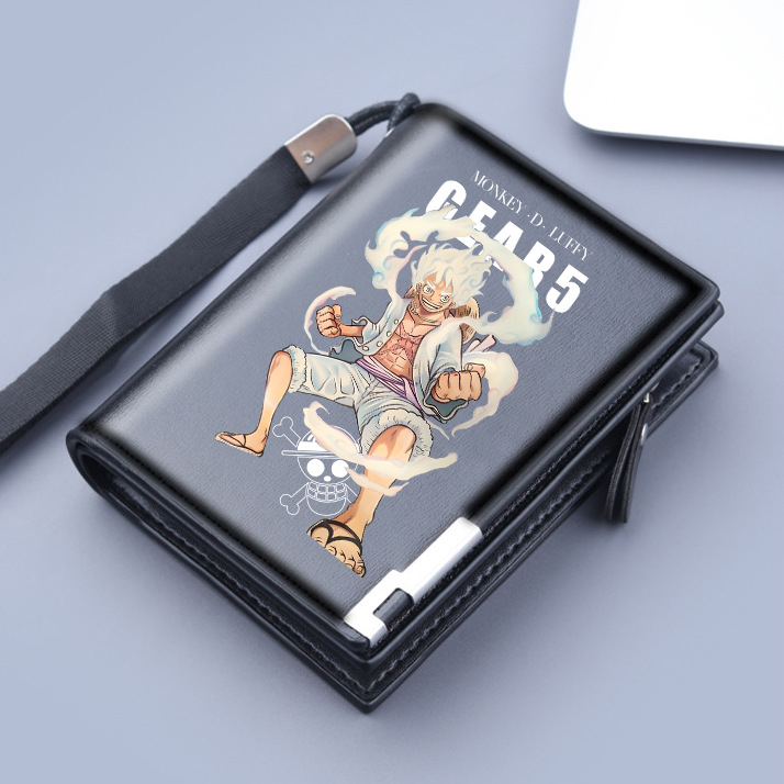 Férfi PU anyagú cipzáros pénztárca, tri-fold, nagy kapacitás, tavasz 2024