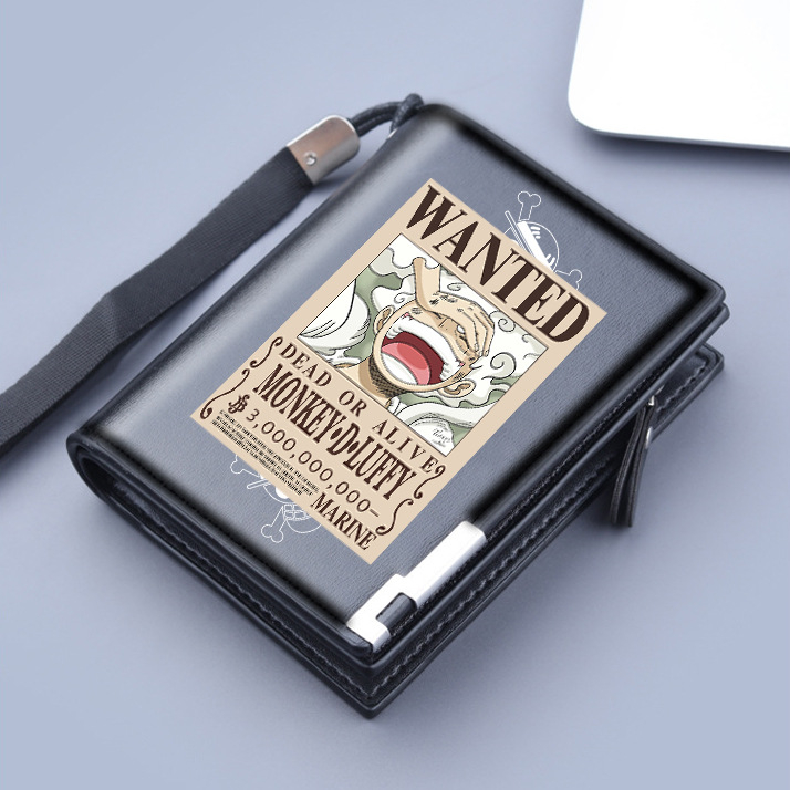 Férfi PU anyagú cipzáros pénztárca, tri-fold, nagy kapacitás, tavasz 2024