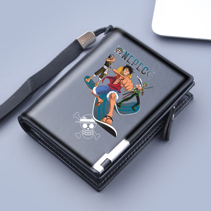 Férfi PU anyagú cipzáros pénztárca, tri-fold, nagy kapacitás, tavasz 2024