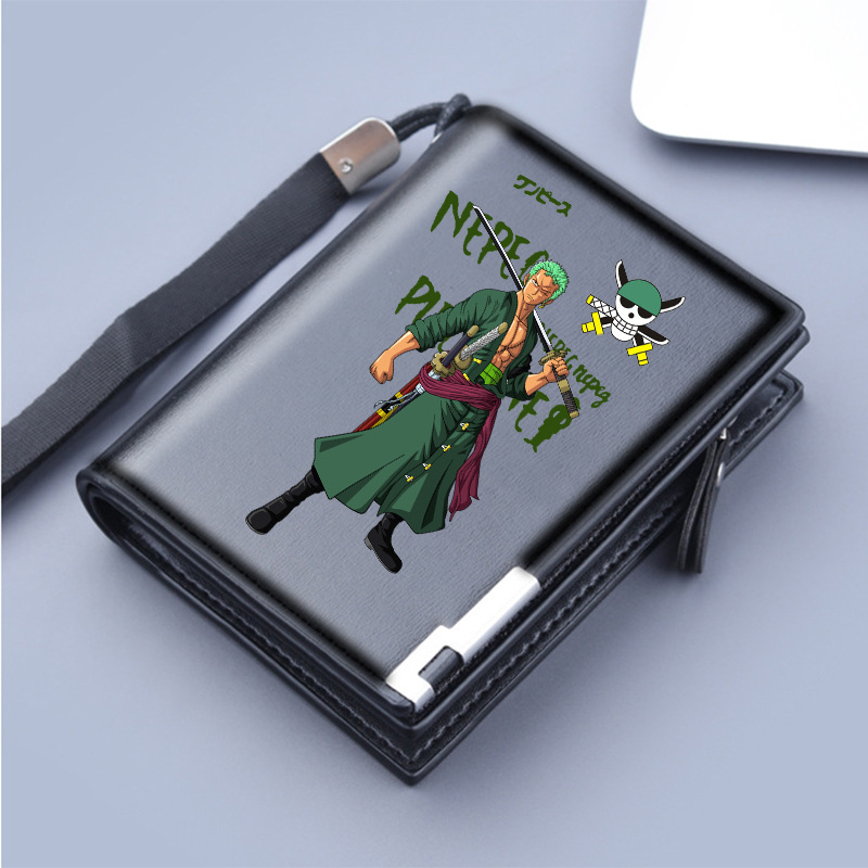 Férfi PU anyagú cipzáros pénztárca, tri-fold, nagy kapacitás, tavasz 2024