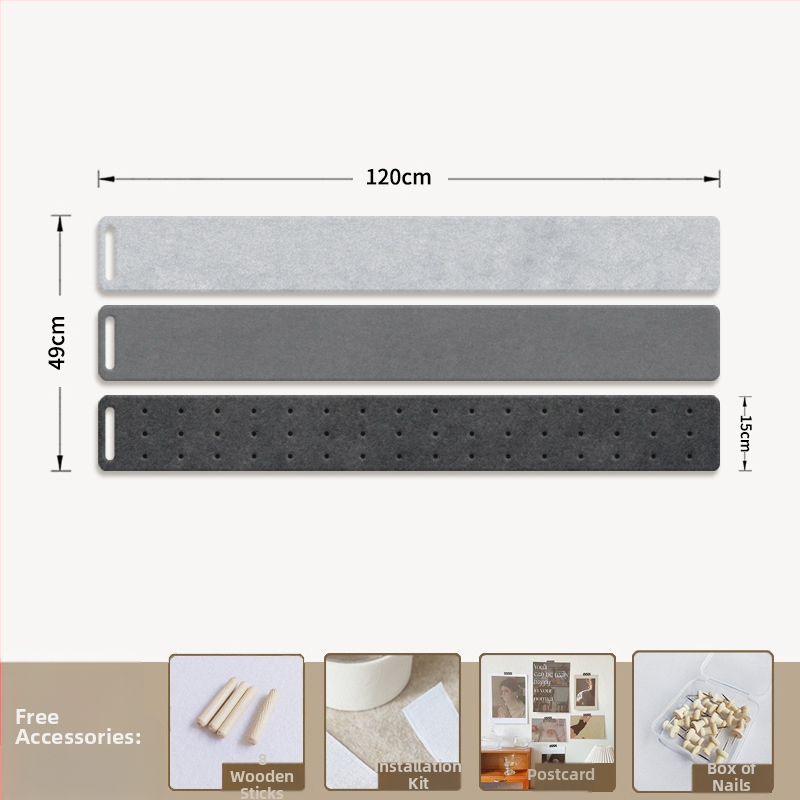 Filc falitábla akasztókkal és parafa táblával — 2 rész, geometriai mintázat, 3D dekoratív falikép