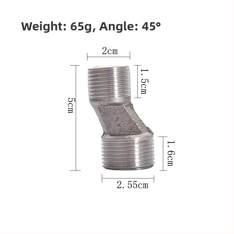 Sprchový kohút z nerezovej ocele so zmeniteľným priemerom a ohnutým uhlovým adaptérom pre kúpeľňu