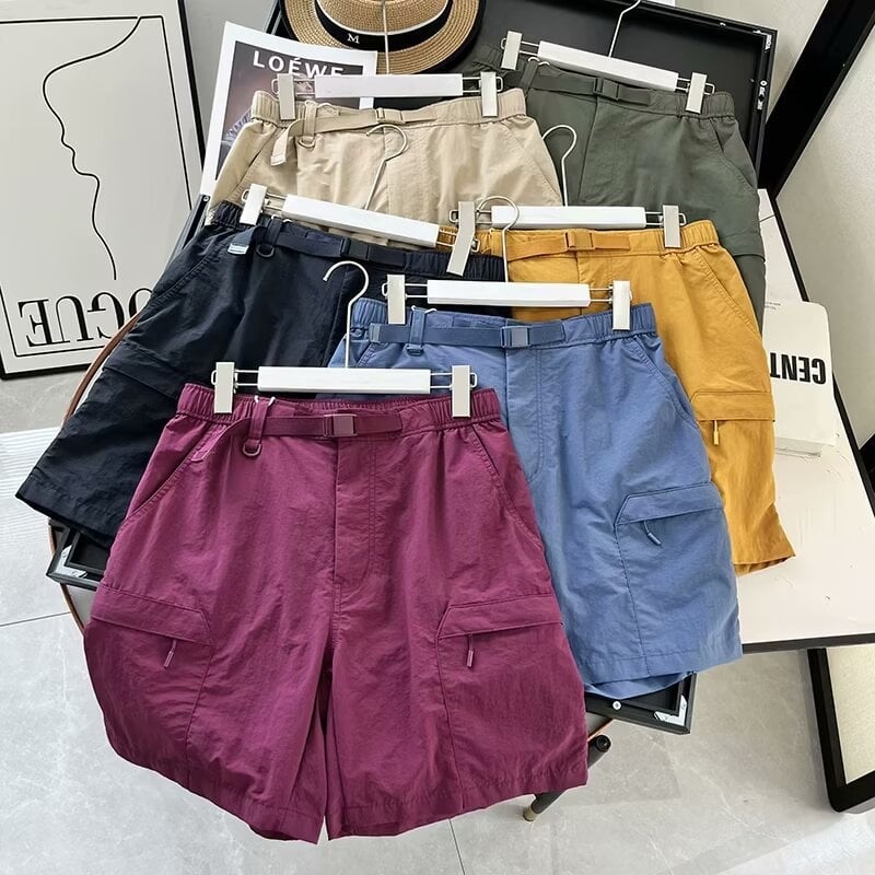 Νάιλον casual workwear σορτς, Κορεάτικου στυλ, ίσια γραμμή, Five-Length, 90% πολυεστέρας