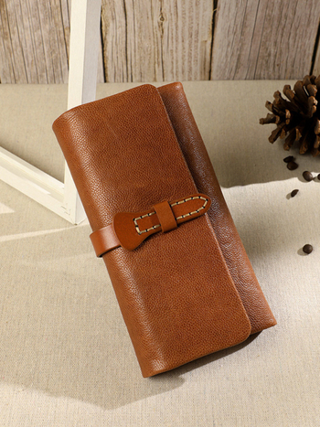 Πορτοφόλι για κινητό από γνήσιο δέρμα, πρώτο στρώμα βοοειδούς δέρματος, street style, μονόχρωμο σχέδιο, επένδυση πολυεστέρα