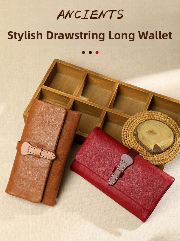 Πορτοφόλι για κινητό από γνήσιο δέρμα, πρώτο στρώμα βοοειδούς δέρματος, street style, μονόχρωμο σχέδιο, επένδυση πολυεστέρα