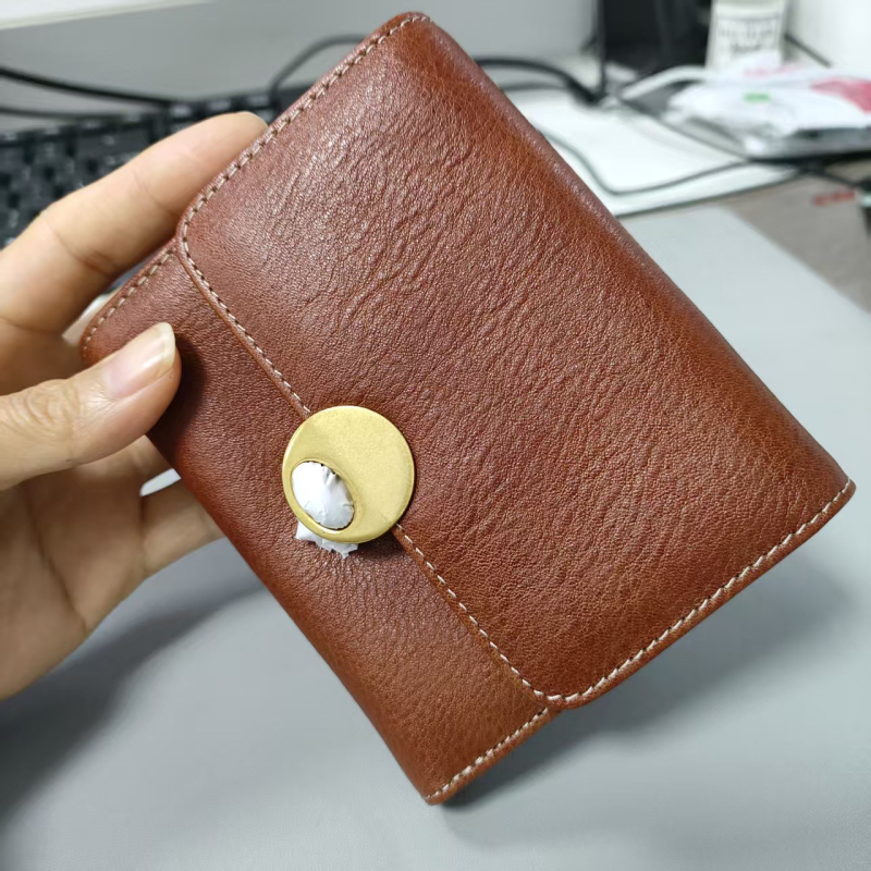 Πορτοφόλι για κινητό από γνήσιο δέρμα, πρώτο στρώμα βοοειδούς δέρματος, street style, μονόχρωμο σχέδιο, επένδυση πολυεστέρα