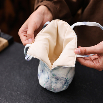 Set Gongfu pentru ceai cu ceainic și ceașcă în geantă de pânză — stil modern minimalist, pentru uz acasă și în călătorii