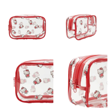 Átlátszó PVC kozmetikai táska macska-animés mintával, vízálló, PVC bélés, uniszex, japán stílus