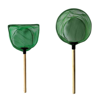 Vasból készült akváriumi háló tömörfa nyéllel