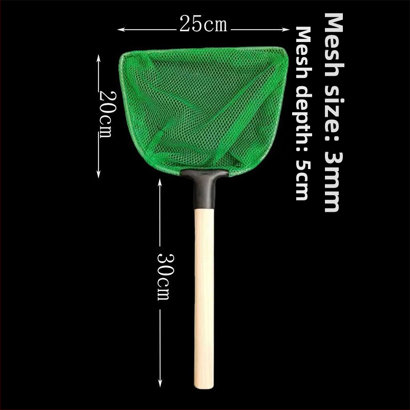 Vasból készült akváriumi háló tömörfa nyéllel