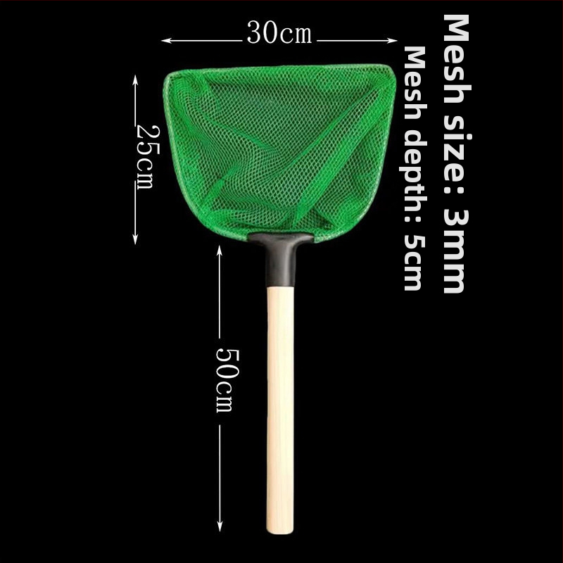 Vasból készült akváriumi háló tömörfa nyéllel