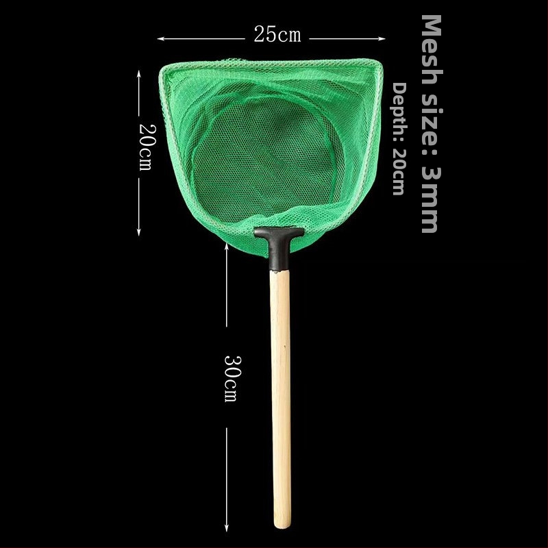 Vasból készült akváriumi háló tömörfa nyéllel