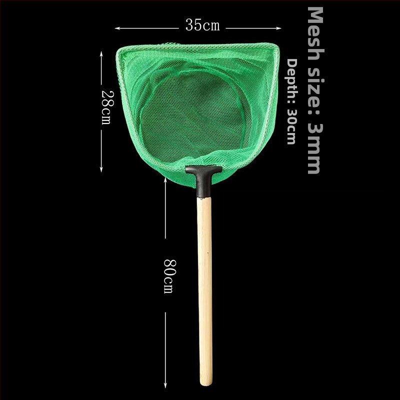 Vasból készült akváriumi háló tömörfa nyéllel