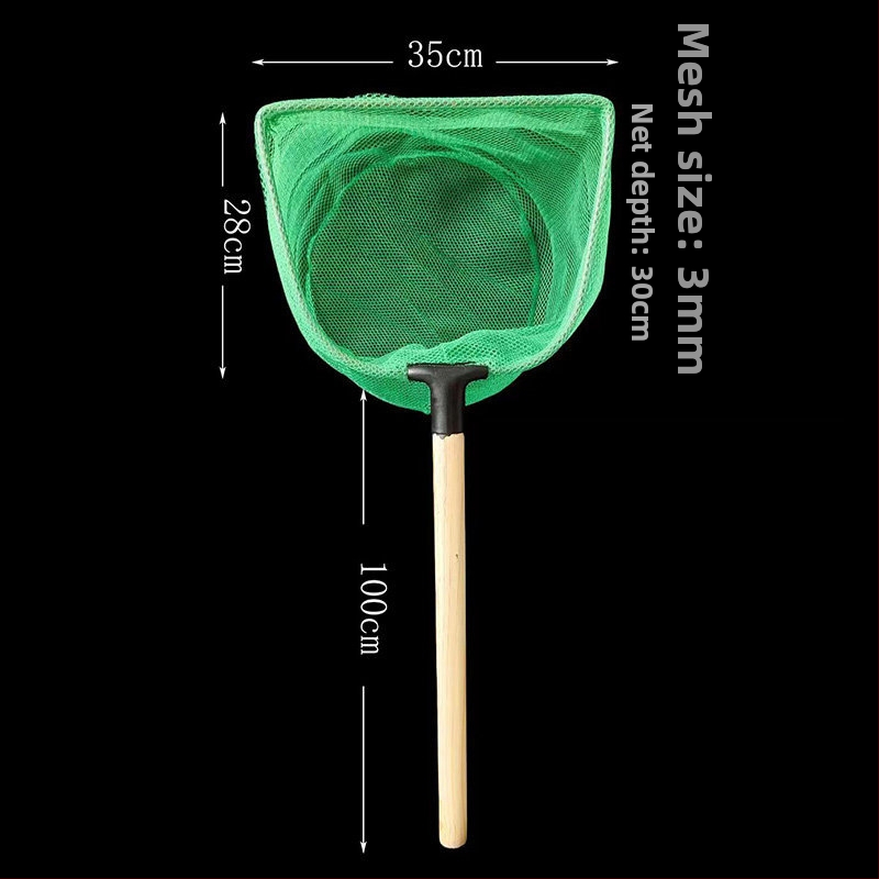 Vasból készült akváriumi háló tömörfa nyéllel