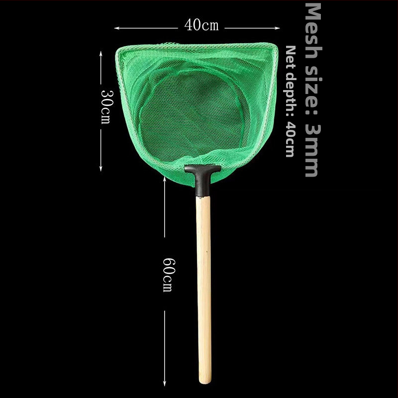 Vasból készült akváriumi háló tömörfa nyéllel