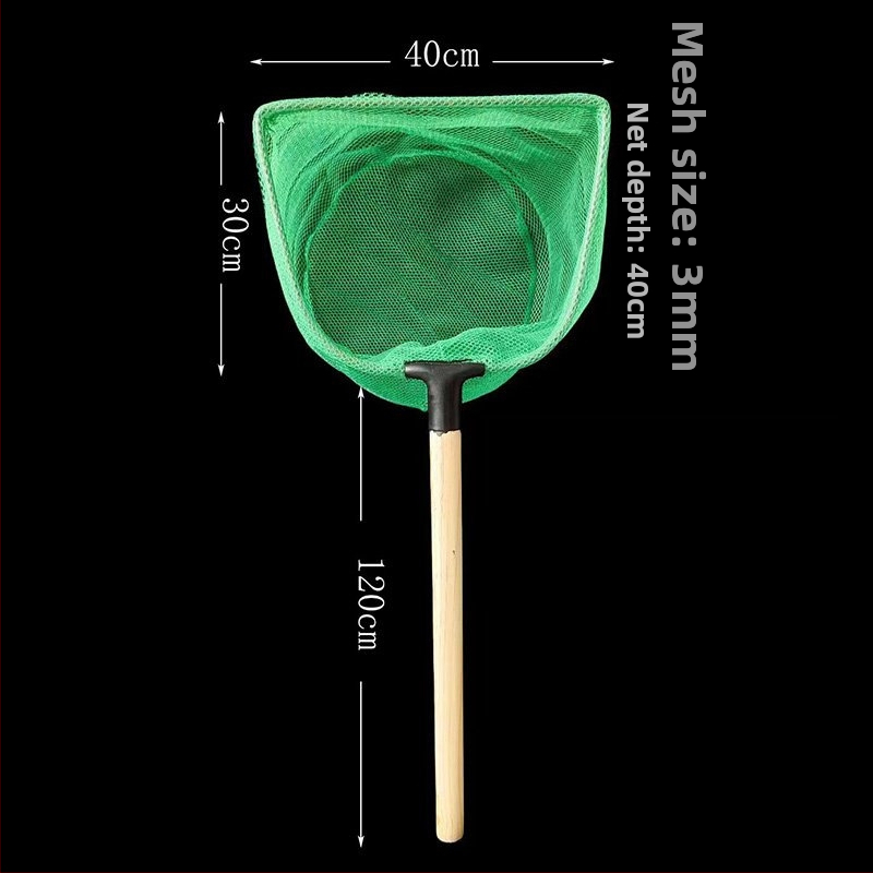 Vasból készült akváriumi háló tömörfa nyéllel