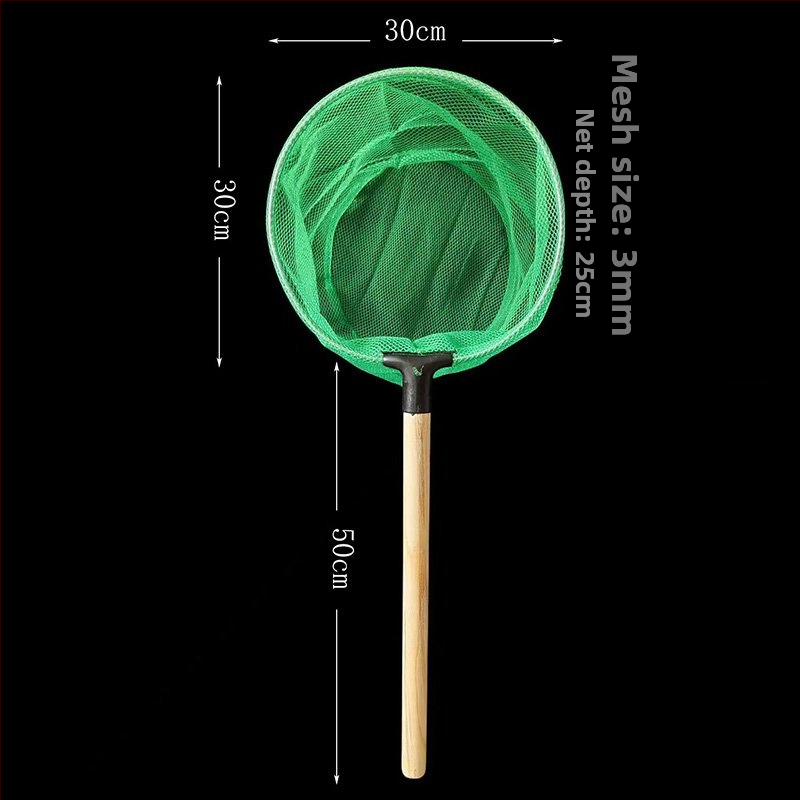 Vasból készült akváriumi háló tömörfa nyéllel