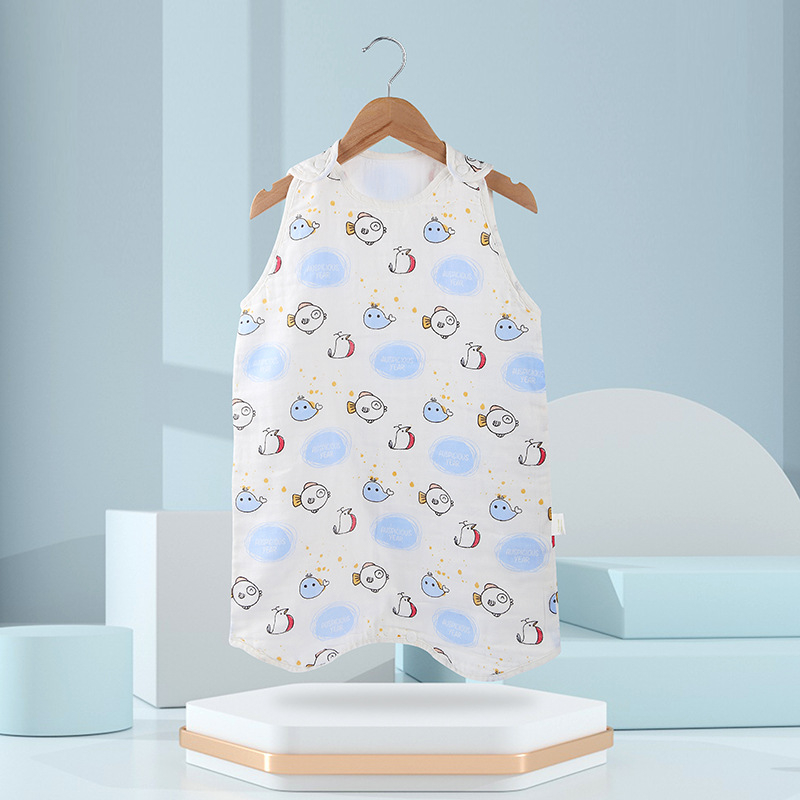 Sac de dormit pentru sugari și copii, model desen animat, stil vestă, toate sezoanele (Material: bumbac 100%; căptușeală: bumbac 100%; umplutură: bumbac 100%)