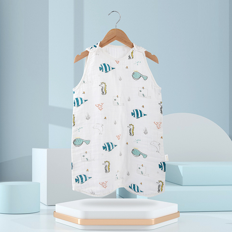 Sac de dormit pentru sugari și copii, model desen animat, stil vestă, toate sezoanele (Material: bumbac 100%; căptușeală: bumbac 100%; umplutură: bumbac 100%)