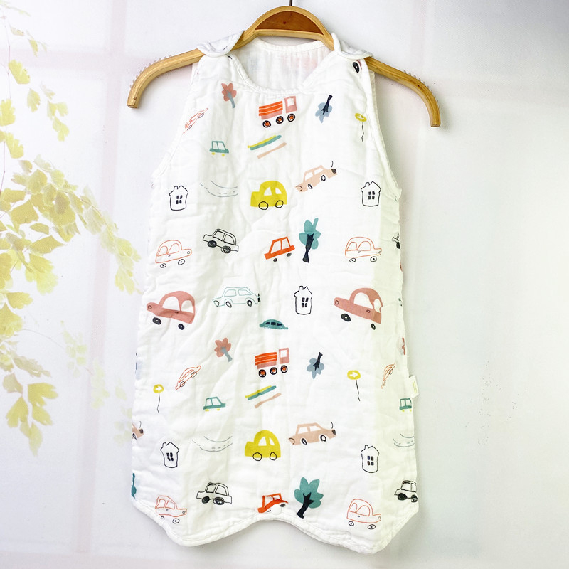 Sac de dormit pentru sugari și copii, model desen animat, stil vestă, toate sezoanele (Material: bumbac 100%; căptușeală: bumbac 100%; umplutură: bumbac 100%)