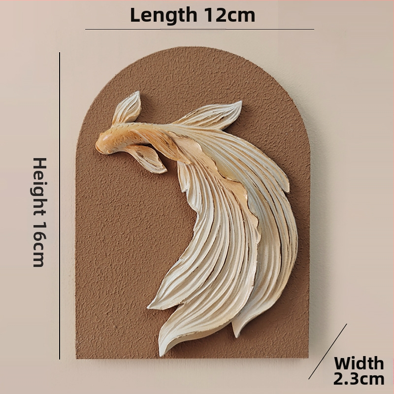 3D dekoratív falmatrica – 1 darab, gyanta + fa panel, növények és virágok motívum, modern minimalist stílus, háromdimenziós kialakítás