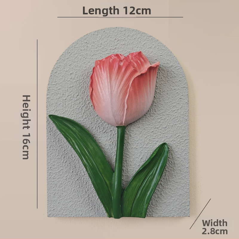 3D dekoratív falmatrica – 1 darab, gyanta + fa panel, növények és virágok motívum, modern minimalist stílus, háromdimenziós kialakítás