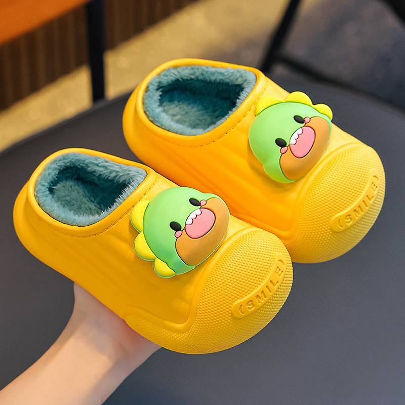 Zimske dječje papuče, unisex, vodootporne, životinjski uzorak, šivane, PVC gornji dio i PVC potplat