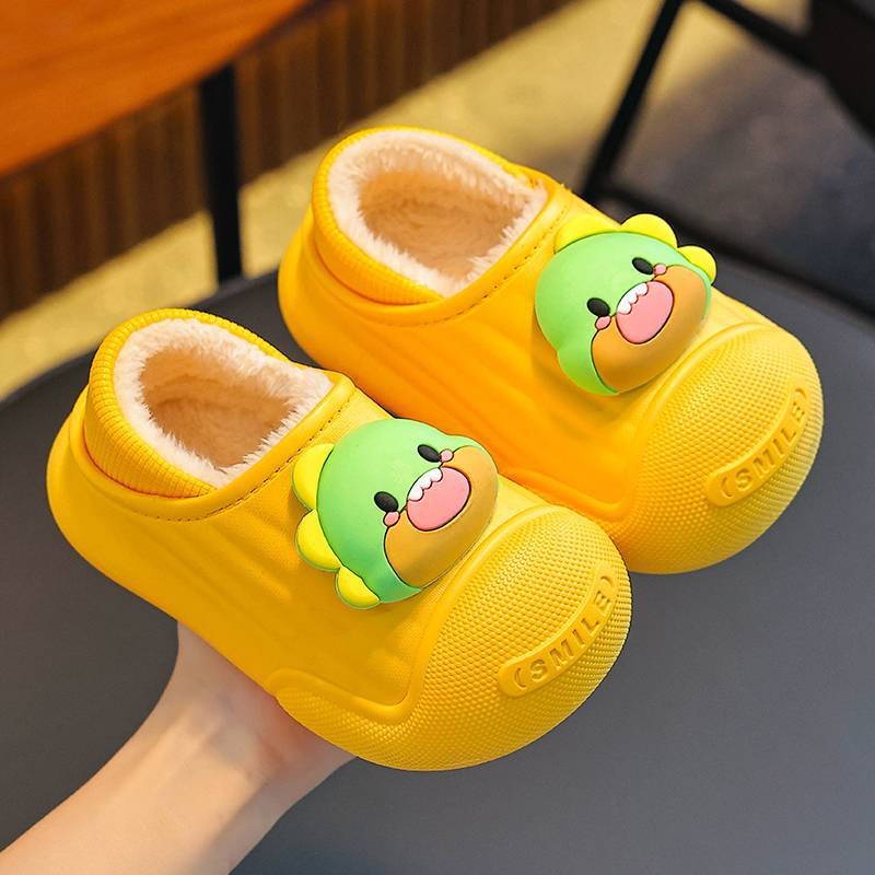 Zimske dječje papuče, unisex, vodootporne, životinjski uzorak, šivane, PVC gornji dio i PVC potplat