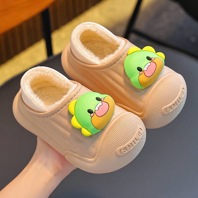Zimske dječje papuče, unisex, vodootporne, životinjski uzorak, šivane, PVC gornji dio i PVC potplat