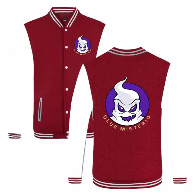 Felnőtt anime mintás sportos pulóver baseball-stílusban – szabad szabás, állógallér, egy sor gombos zárás, velúr bélés, fő anyag poliészter 65%