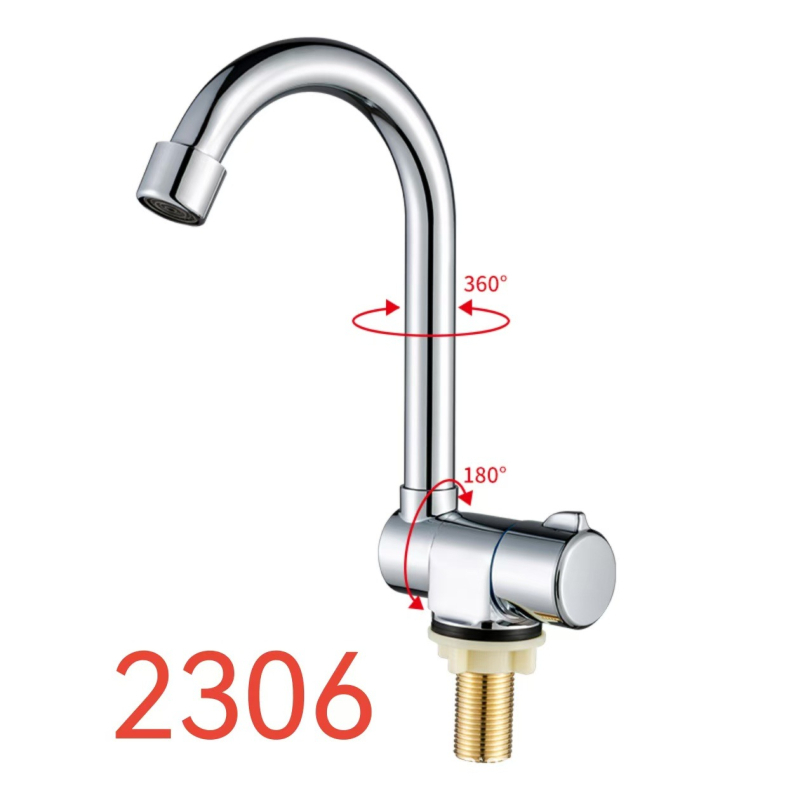 Skľopajúca kuchynská batéria s keramickým diskovým ventílom, meďové telo, nástenná zvislá montáž, 0–90°C, 0.6–1.0 MPa