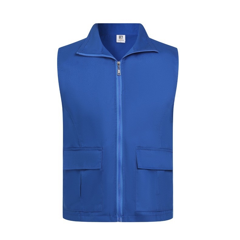 Γιλέκο από 100% βαμβάκι με V-λαιμό για εθελοντές, με κεντημένο λογότυπο — εργασιακό ρούχο, φερμουάρ, ίσιο κόψιμο