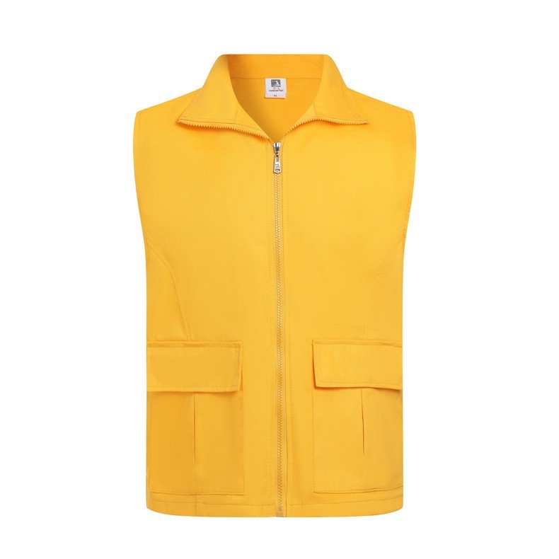 Γιλέκο από 100% βαμβάκι με V-λαιμό για εθελοντές, με κεντημένο λογότυπο — εργασιακό ρούχο, φερμουάρ, ίσιο κόψιμο