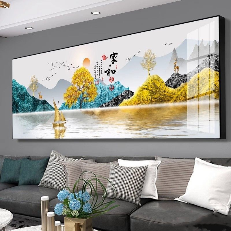 Πίνακας τοίχου σαλονιού με τοπίο, μονόπανελ σε μεταλλικό πλαίσιο, κεραμικά κρύσταλλα