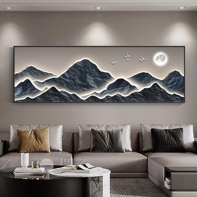 Πίνακας τοίχου σαλονιού με τοπίο, μονόπανελ σε μεταλλικό πλαίσιο, κεραμικά κρύσταλλα