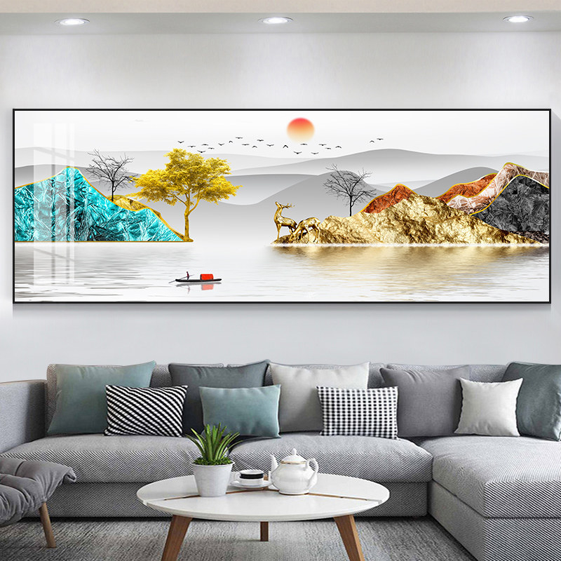 Πίνακας τοίχου σαλονιού με τοπίο, μονόπανελ σε μεταλλικό πλαίσιο, κεραμικά κρύσταλλα