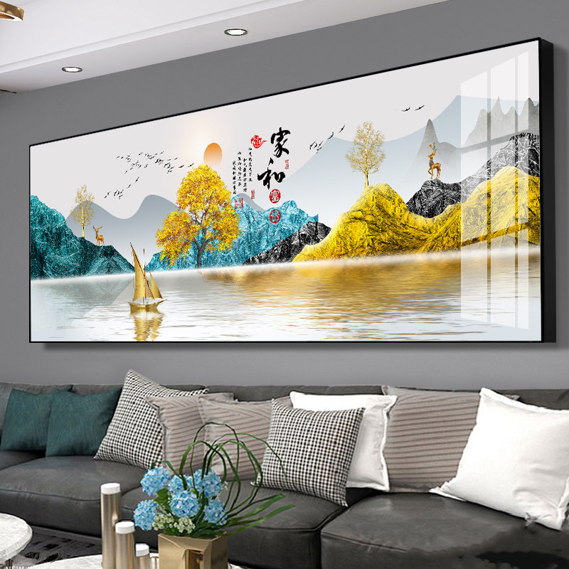 Πίνακας τοίχου σαλονιού με τοπίο, μονόπανελ σε μεταλλικό πλαίσιο, κεραμικά κρύσταλλα