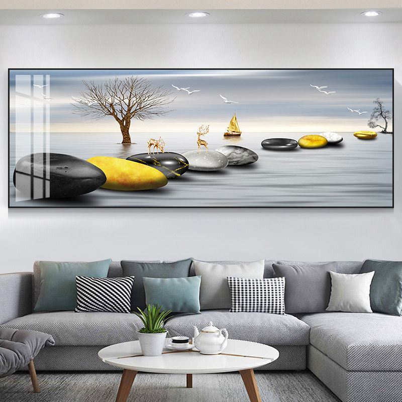 Πίνακας τοίχου σαλονιού με τοπίο, μονόπανελ σε μεταλλικό πλαίσιο, κεραμικά κρύσταλλα